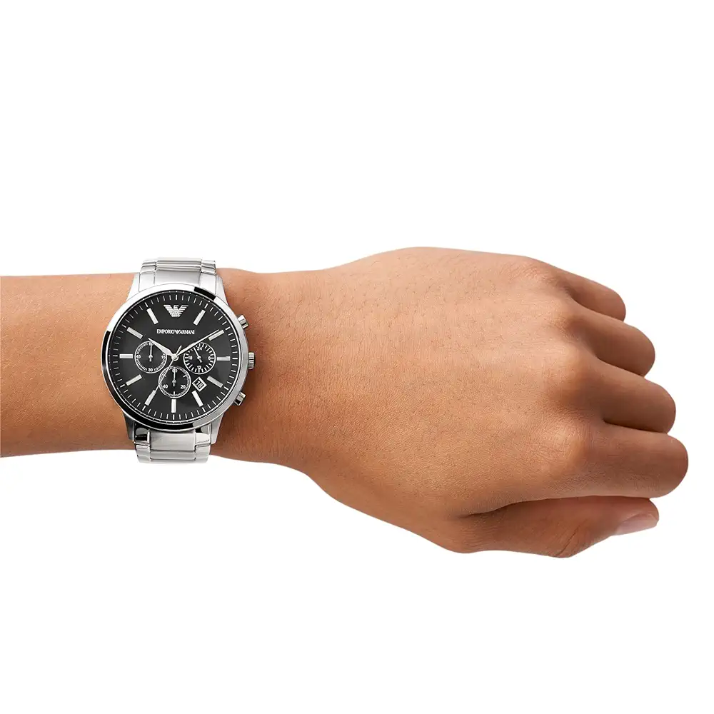 Armani Ar2453 Silver Black Dial Metal - Image 3