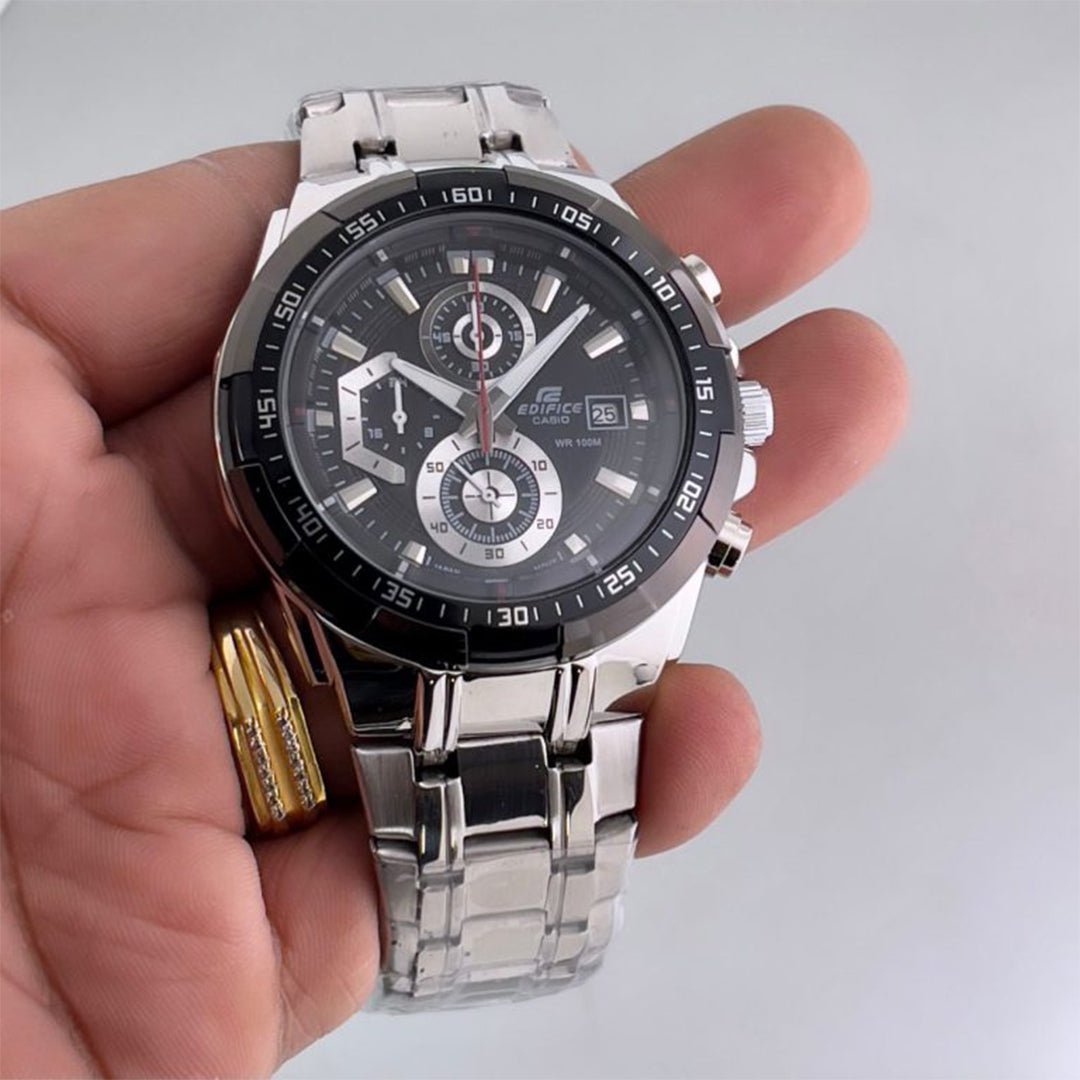 Edifice Silver Black Metal Watch - Image 3