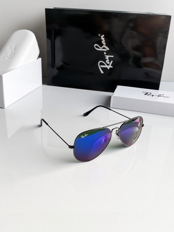 RAYBAN BLACK BLUE MERCURY 3025 SUNGLASSES - Image 3