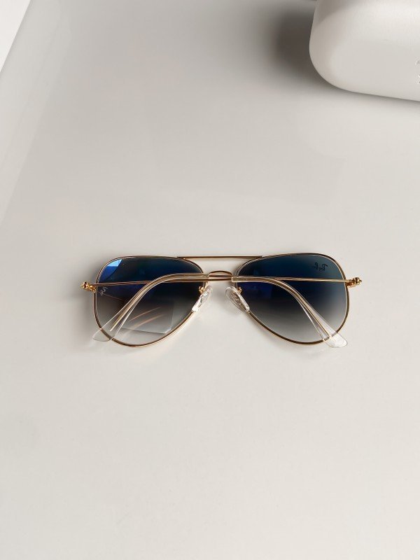 RAYBAN 3026 GOLD BLUE SHADED 61 SUNGLASSES - Image 4