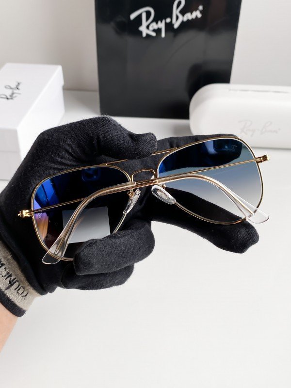 RAYBAN 3026 GOLD BLUE SHADED 61 SUNGLASSES - Image 6