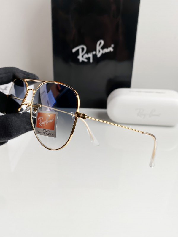 RAYBAN 3026 GOLD BLUE SHADED 61 SUNGLASSES - Image 7