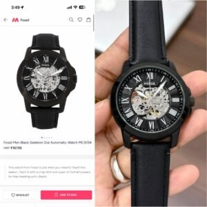 FOSSIL GRANT AUTOMATIC FULL BLACK LEATHER BELT
