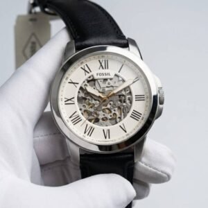 FOSSIL GRANT AUTOMATIC BLACK BELT WHITE DIAL