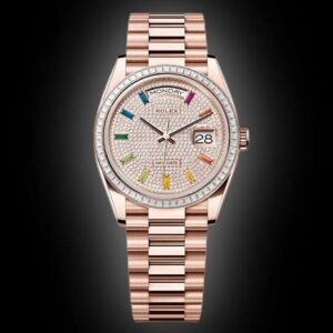 ROLEX DAY DATE ROSE GOLD PAVE DIAL DIAMOND BEZEL AUTOMATIC MASTER QUALITY